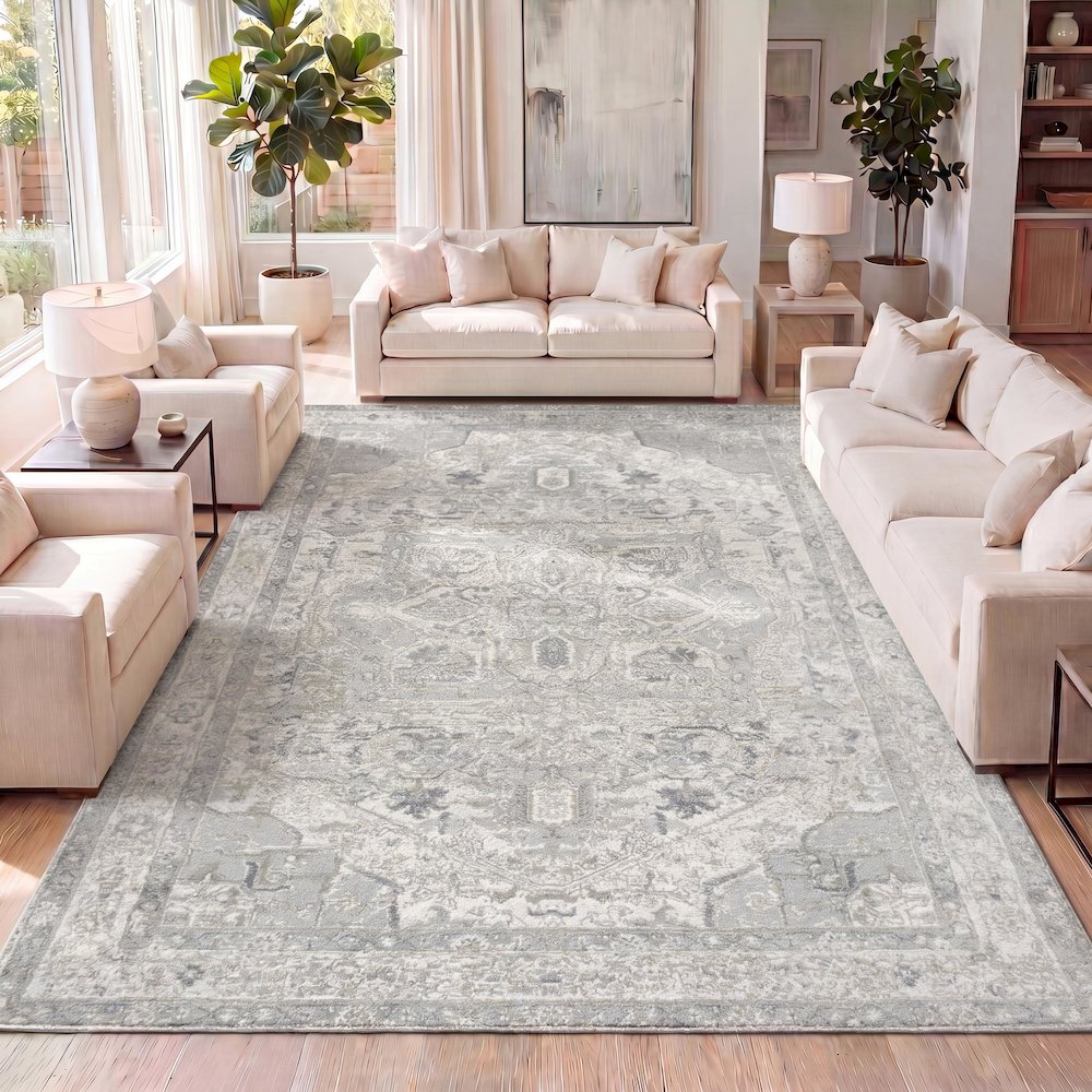 Modern Persian Vintage Medallion Cream/Light Area