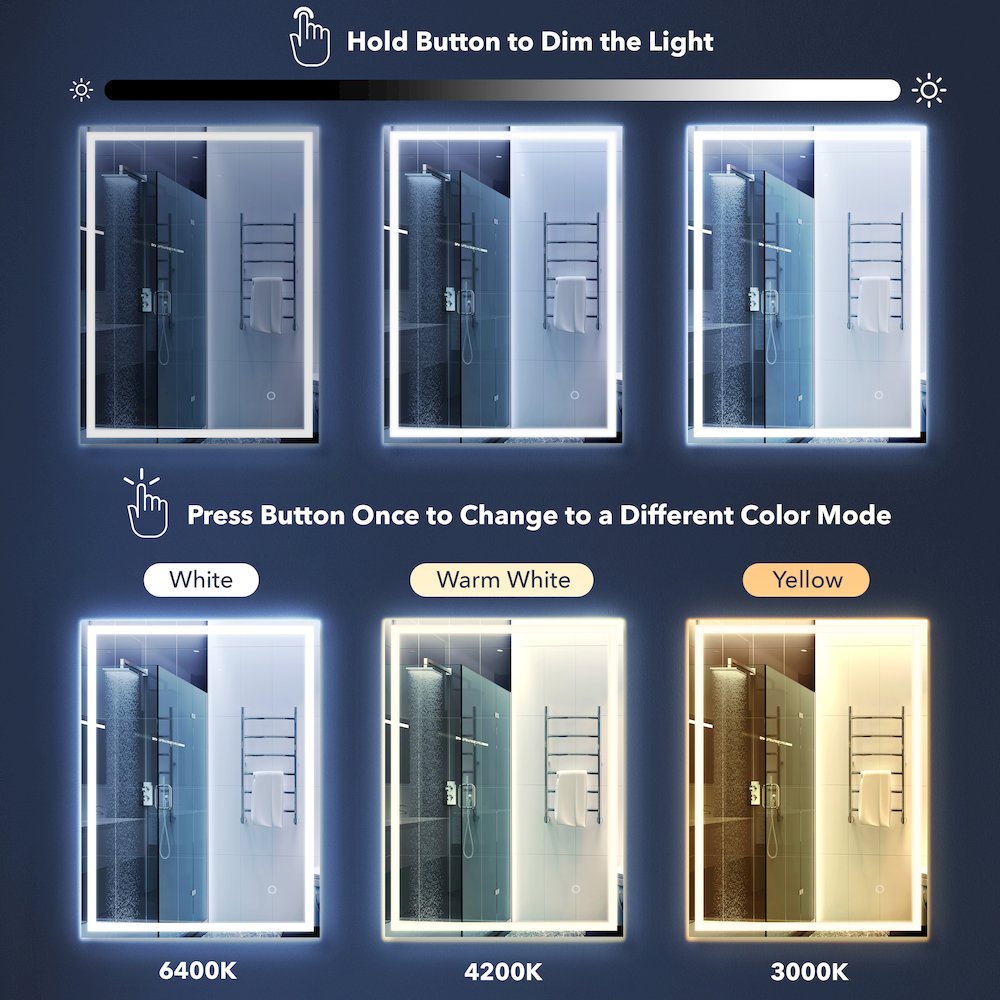 Antifog Front/Back-Lit Wall Bathroom Vanity Mirror