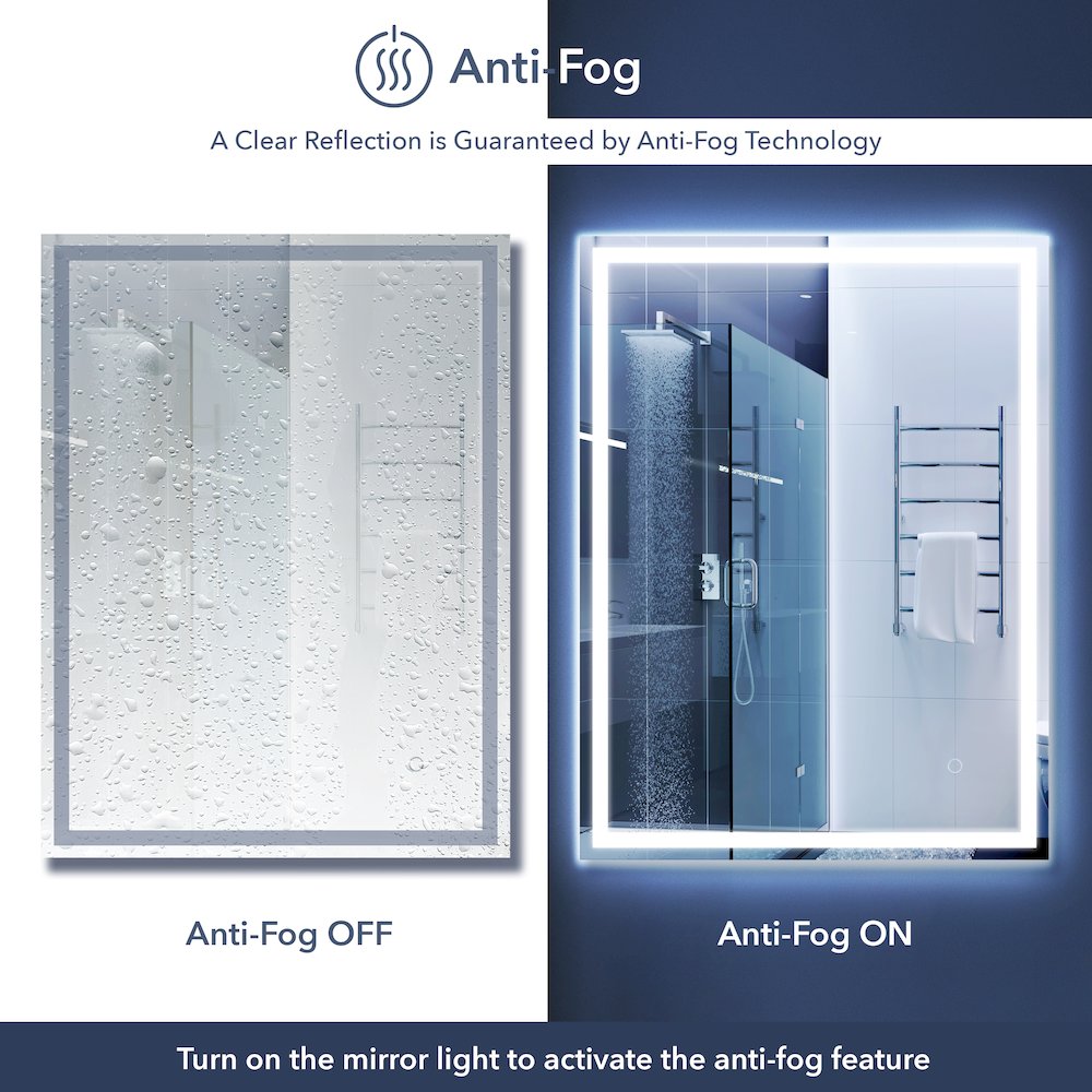Antifog Front/Back-Lit Wall Bathroom Vanity Mirror