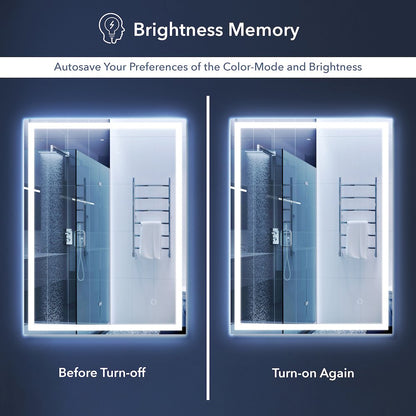 Antifog Front/Back-Lit Wall Bathroom Vanity Mirror