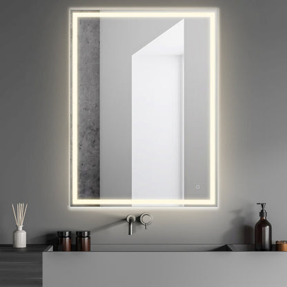 Anti-Fog Aluminum Frontback Lit Tri Color Led Bathroom Vanity Mirror