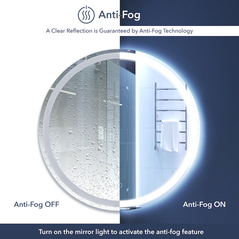 Antifog Front/Back-Lit Tri-Color Wall Bathroom Vanity Mirror
