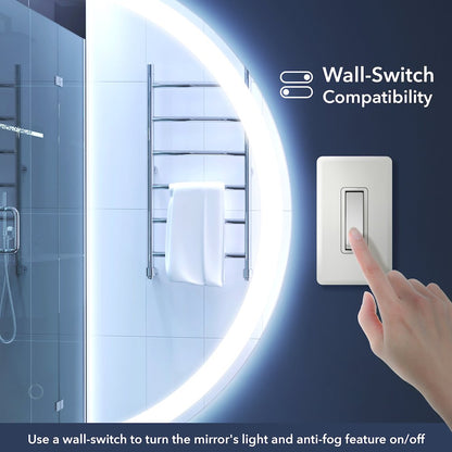 Antifog Front/Back-Lit Tri-Color Wall Bathroom Vanity Mirror