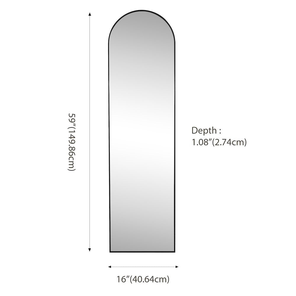 Adrian Large Arched Metal Framed Floor Full-Length Mirror