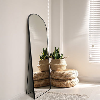 Adrian Large Arched Metal Framed Floor Full-Length Mirror