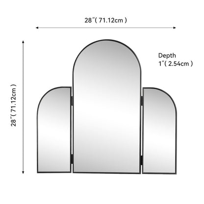 Arjen 3-Way Medium Arch Trifold Adjustable Aluminum Alloy Framed Vanity Mirror