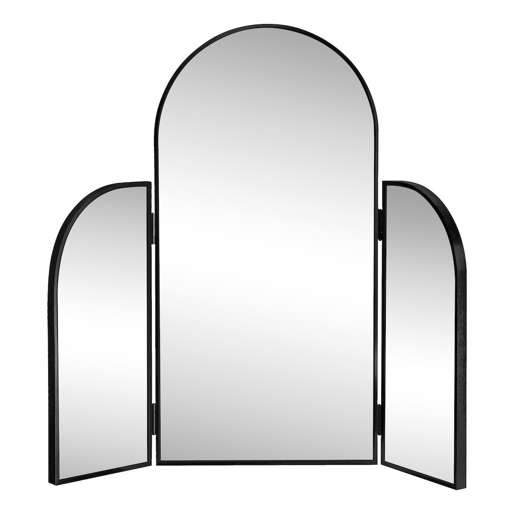Arjen 3-Way Medium Arch Trifold Adjustable Aluminum Alloy Framed Vanity Mirror