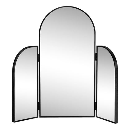 Arjen 3-Way Medium Arch Trifold Adjustable Aluminum Alloy Framed Vanity Mirror