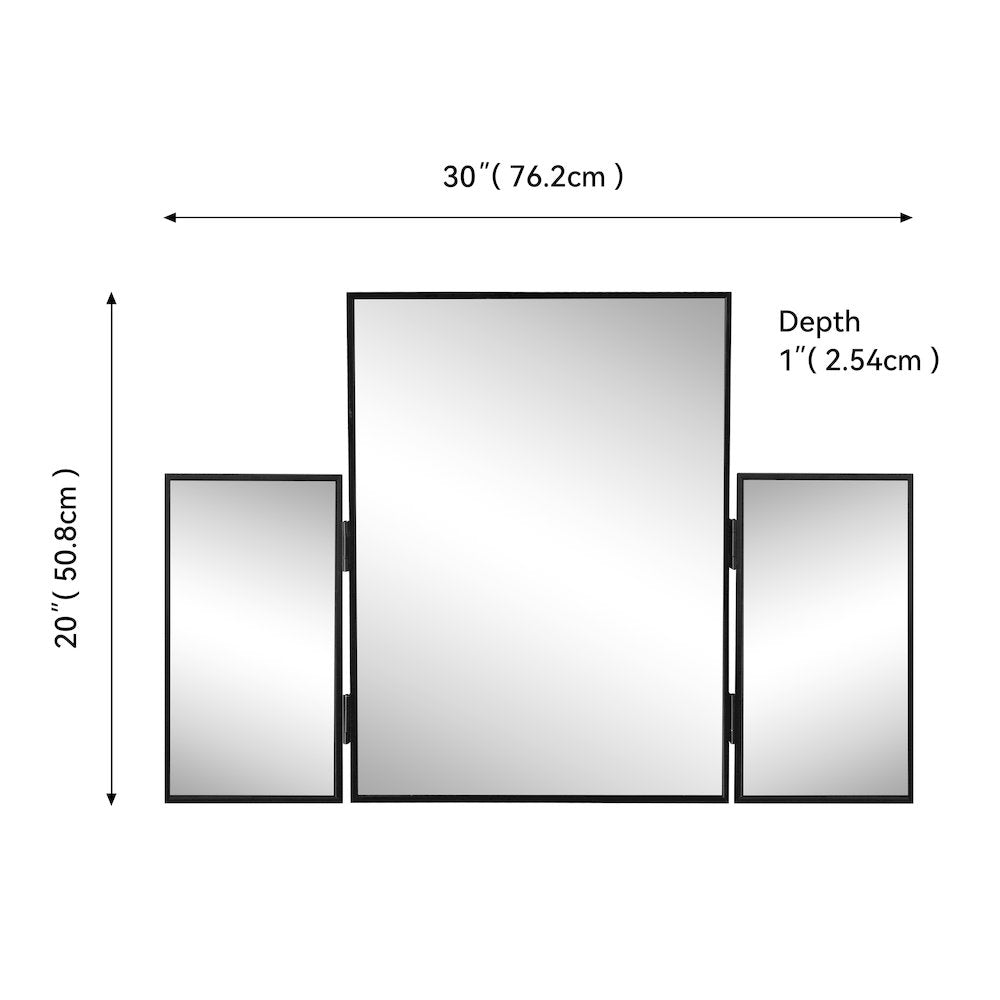 Orthos 3-Way Medium Rectangular Trifold Adjustable Aluminum Alloy Framed Vanity