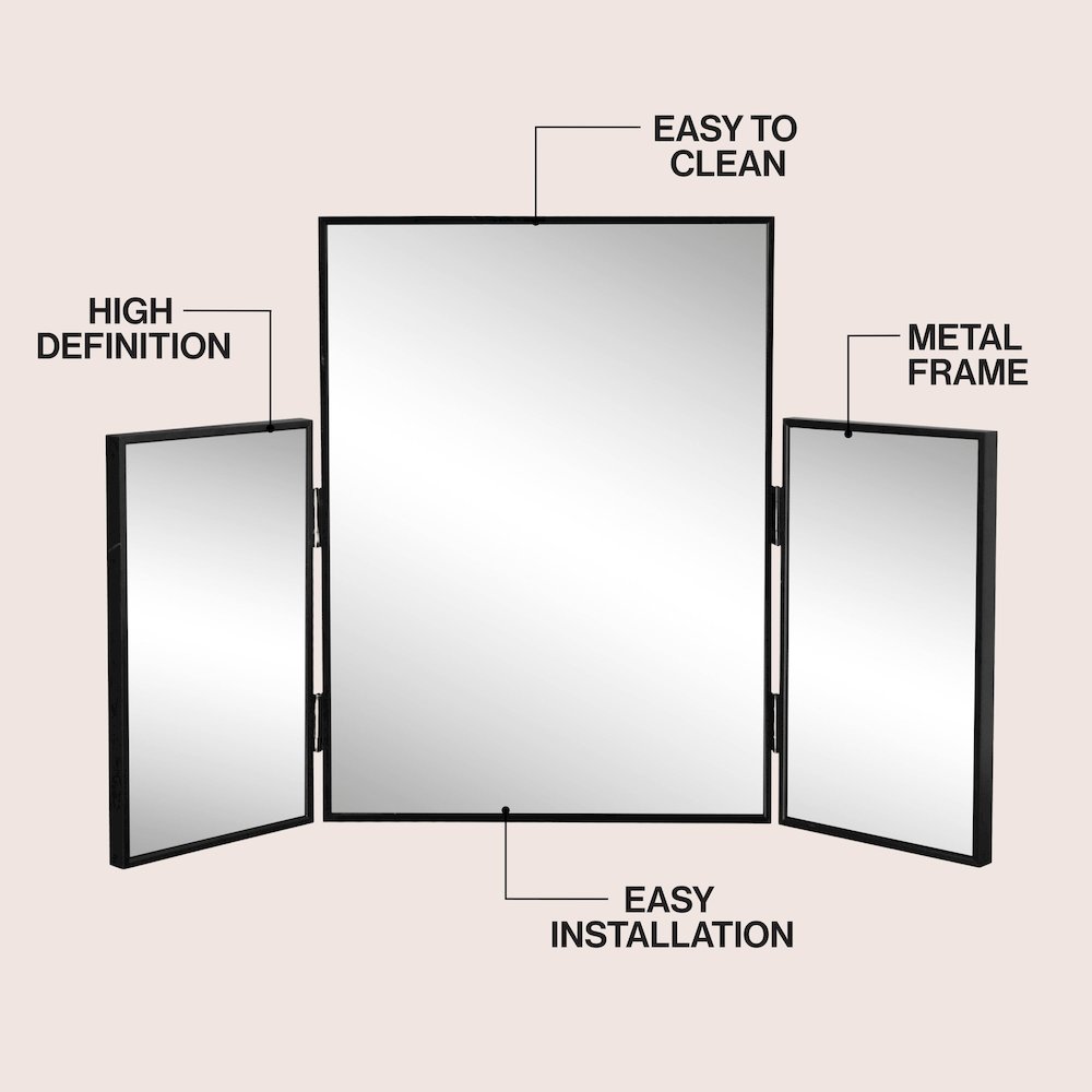 Orthos 3-Way Medium Rectangular Trifold Adjustable Aluminum Alloy Framed Vanity