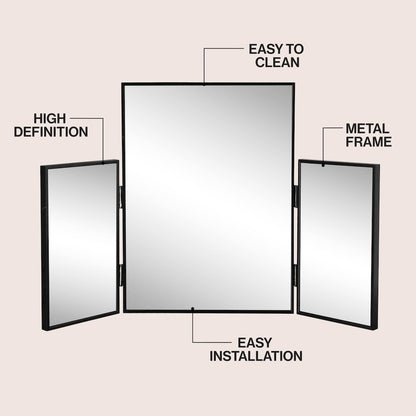 Orthos 3-Way Medium Rectangular Trifold Adjustable Aluminum Alloy Framed Vanity
