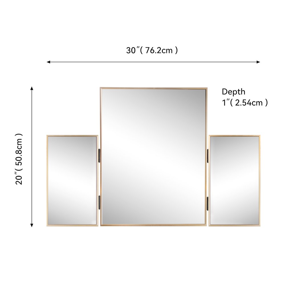 Orthos 3-Way Medium Rectangular Trifold Adjustable Aluminum Alloy Framed Vanity