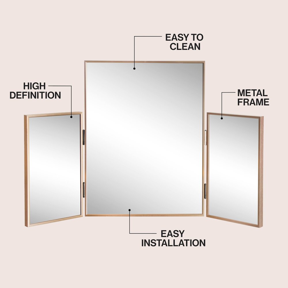 Orthos 3-Way Medium Rectangular Trifold Adjustable Aluminum Alloy Framed Vanity
