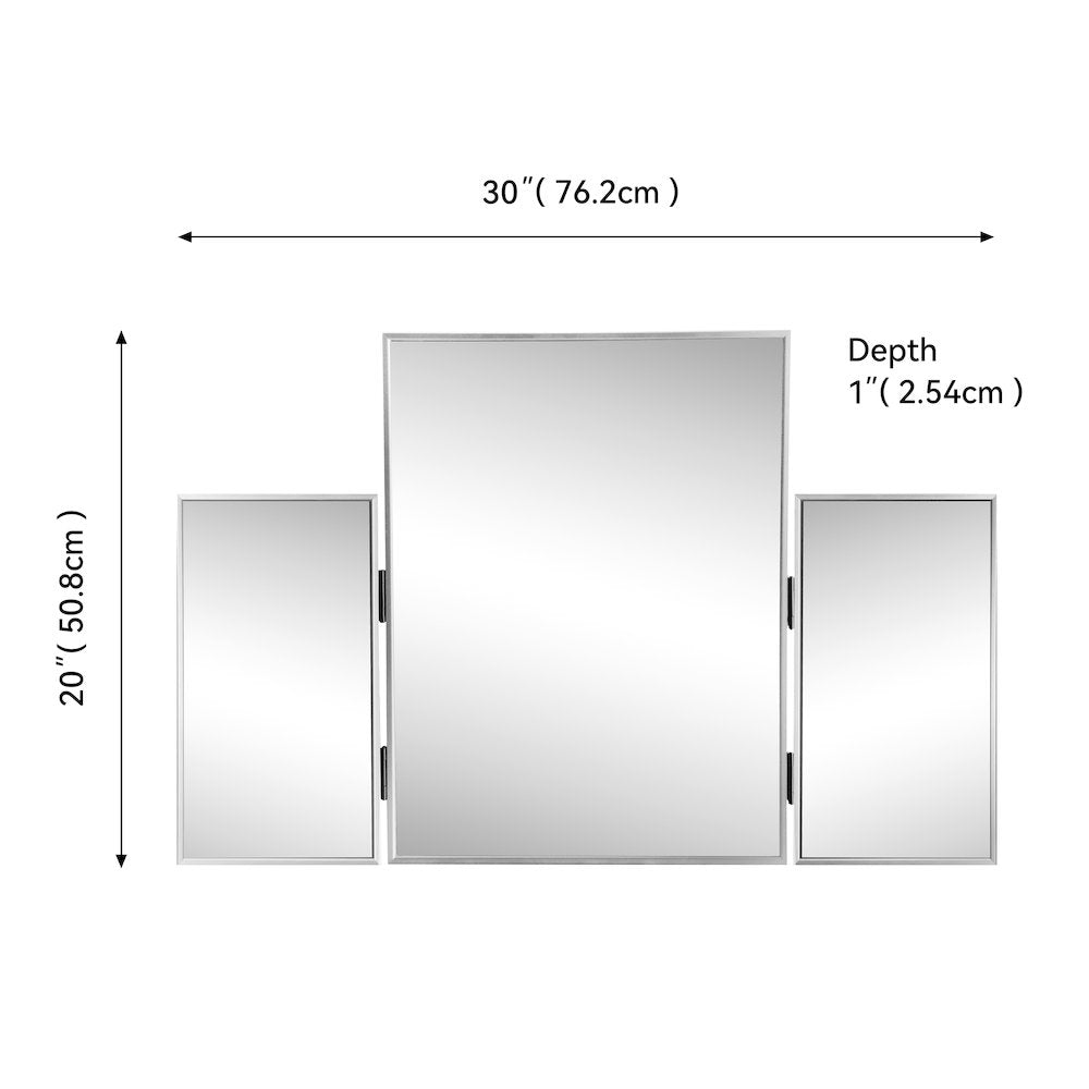 Orthos 3-Way Medium Rectangular Trifold Adjustable Aluminum Alloy Framed Vanity