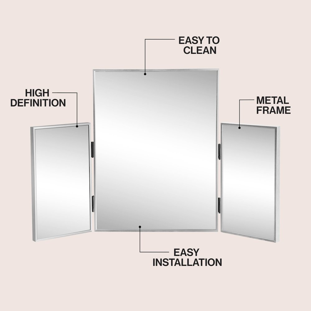 Orthos 3-Way Medium Rectangular Trifold Adjustable Aluminum Alloy Framed Vanity