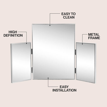 Orthos 3-Way Medium Rectangular Trifold Adjustable Aluminum Alloy Framed Vanity