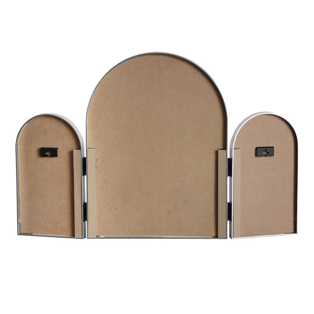 Verity 3-Way Medium Arch Trifold Adjustable Aluminum Alloy Framed Vanity Mirror