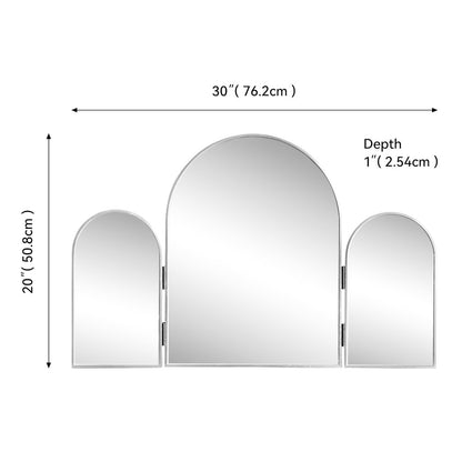 Verity 3-Way Medium Arch Trifold Adjustable Aluminum Alloy Framed Vanity Mirror