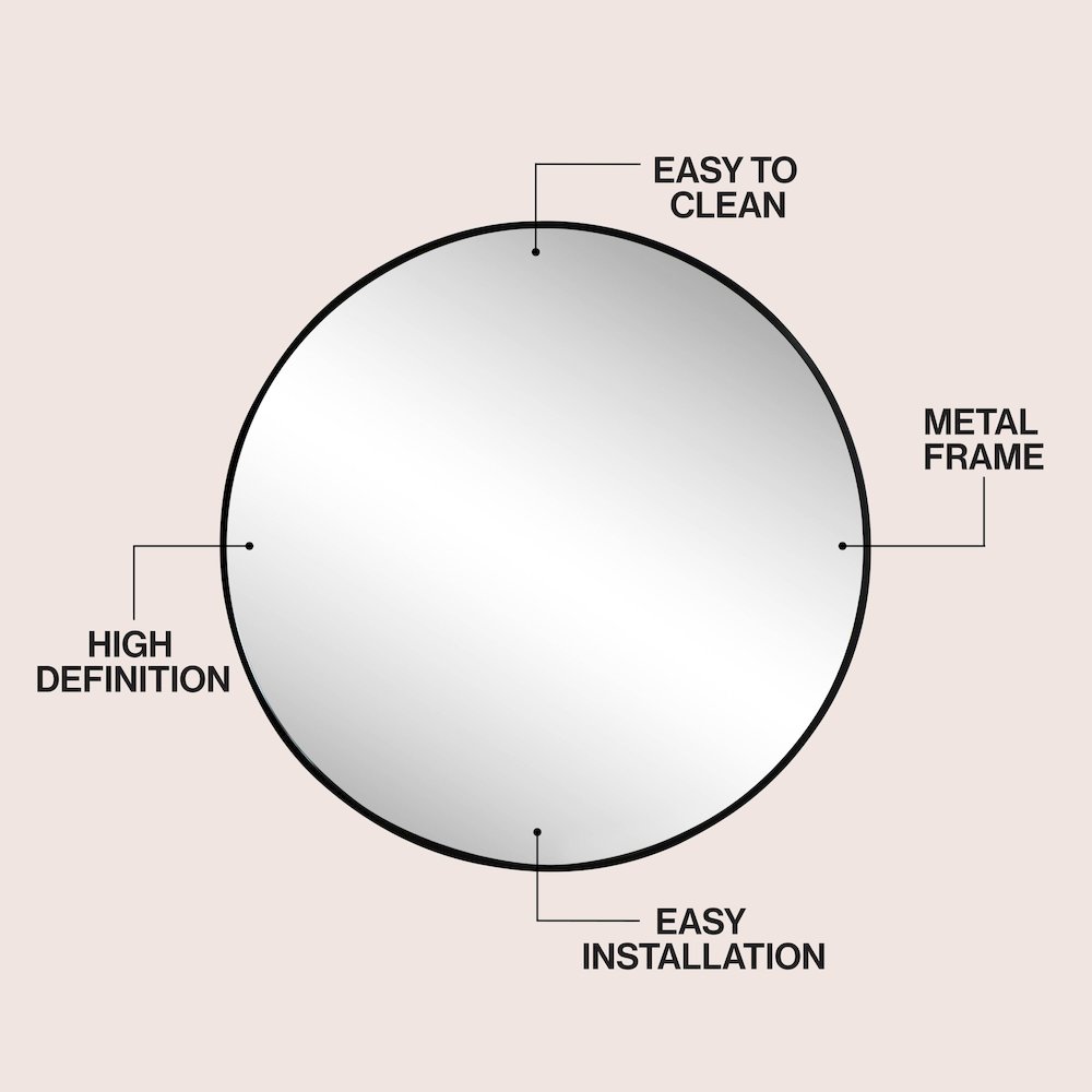 Eclipse Small Circle Aluminum Alloy Framed Wall Mounted Mirror
