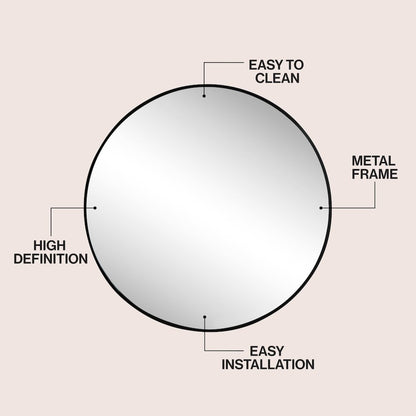 Eclipse Small Circle Aluminum Alloy Framed Wall Mounted Mirror
