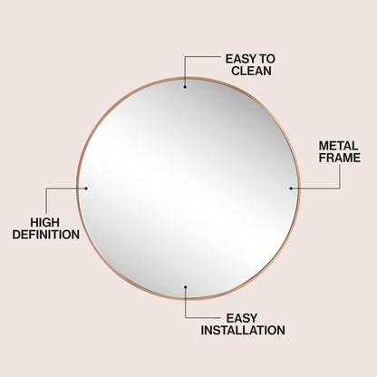 Eclipse Small Circle Aluminum Alloy Framed Wall Mounted Mirror
