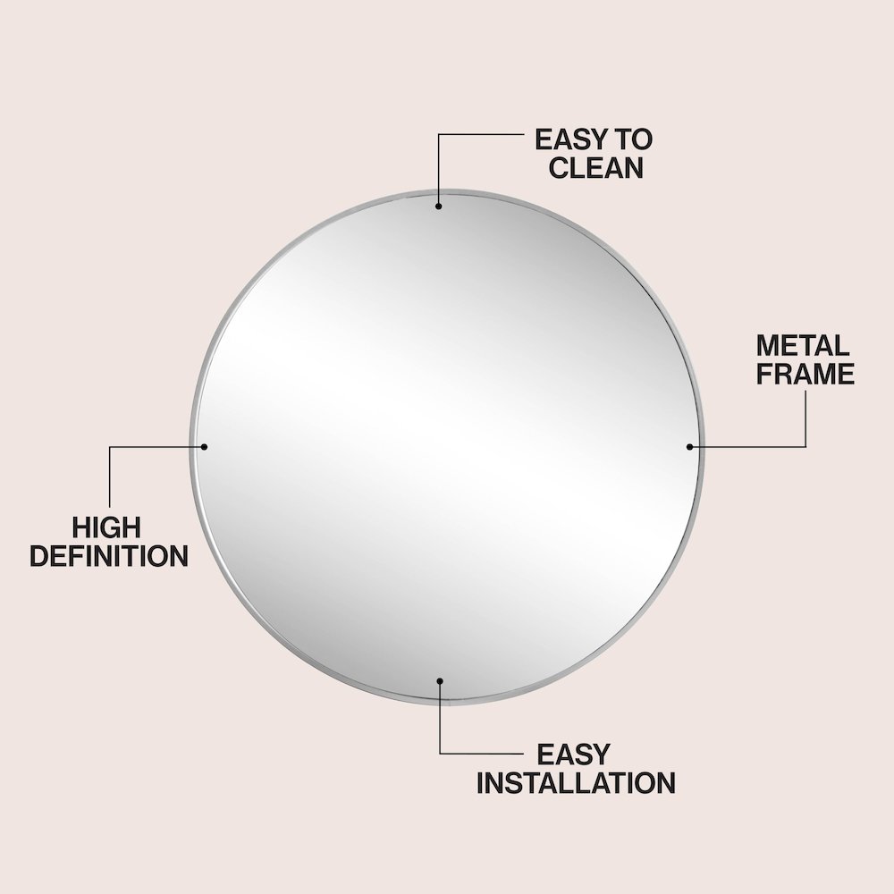Eclipse Small Circle Aluminum Alloy Framed Wall Mounted Mirror