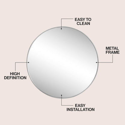 Eclipse Small Circle Aluminum Alloy Framed Wall Mounted Mirror