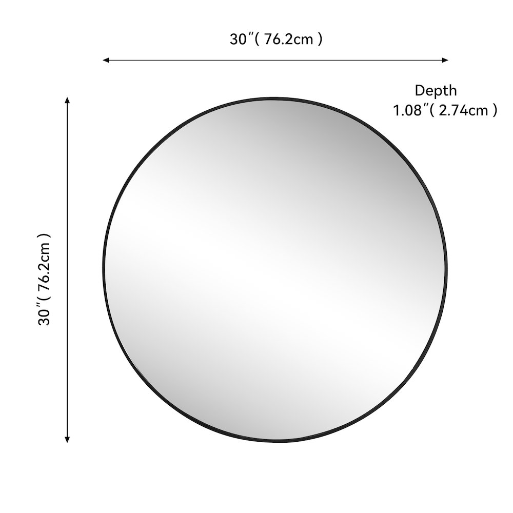 Eclipse Large Circle Aluminum Alloy Framed Wall Mounted Mirror