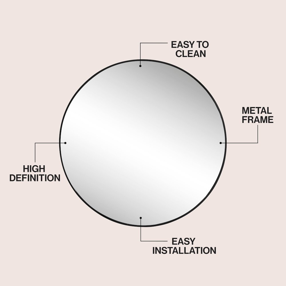 Eclipse Large Circle Aluminum Alloy Framed Wall Mounted Mirror