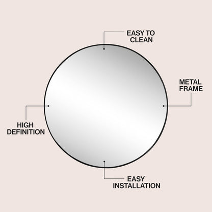 Eclipse Large Circle Aluminum Alloy Framed Wall Mounted Mirror