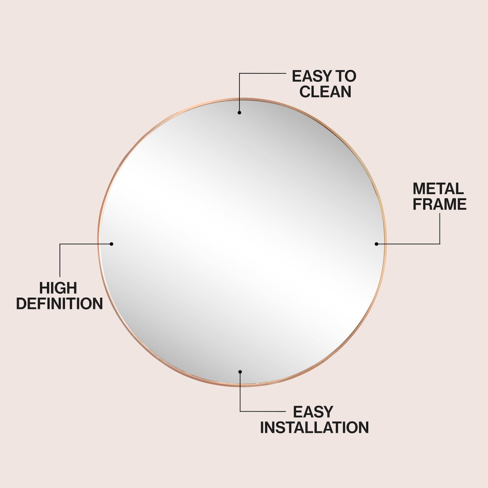 Eclipse Large Circle Aluminum Alloy Framed Wall Mounted Mirror