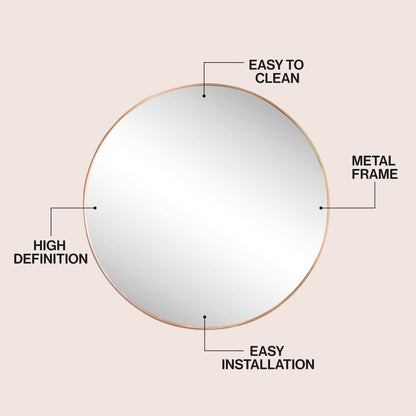 Eclipse Large Circle Aluminum Alloy Framed Wall Mounted Mirror
