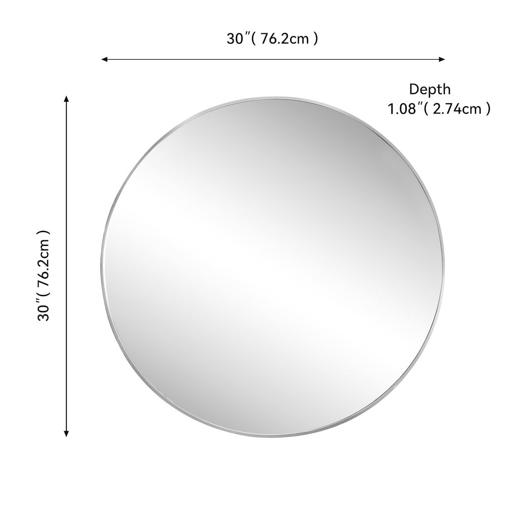 Eclipse Large Circle Aluminum Alloy Framed Wall Mounted Mirror