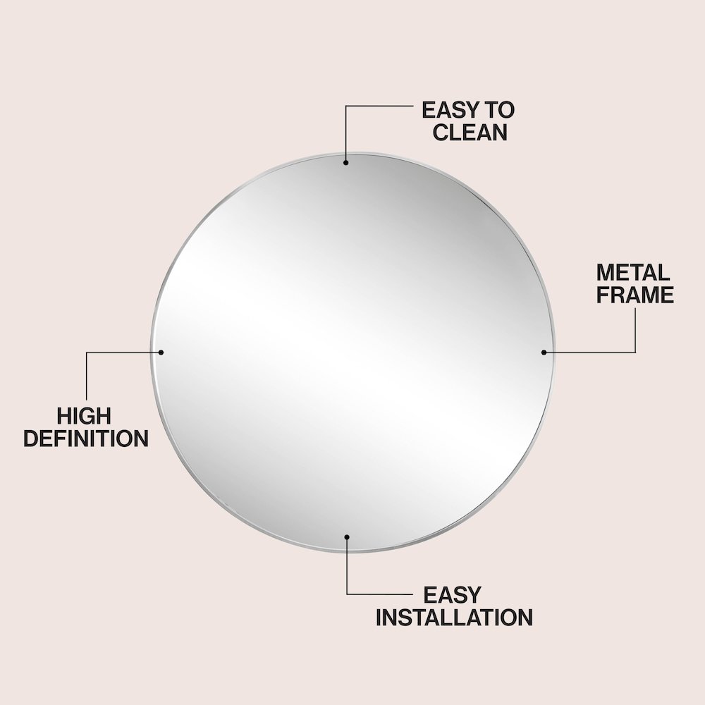 Eclipse Large Circle Aluminum Alloy Framed Wall Mounted Mirror