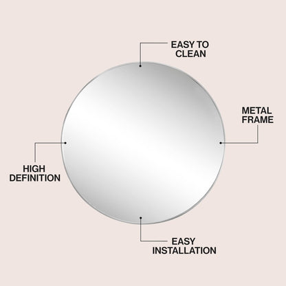 Eclipse Large Circle Aluminum Alloy Framed Wall Mounted Mirror