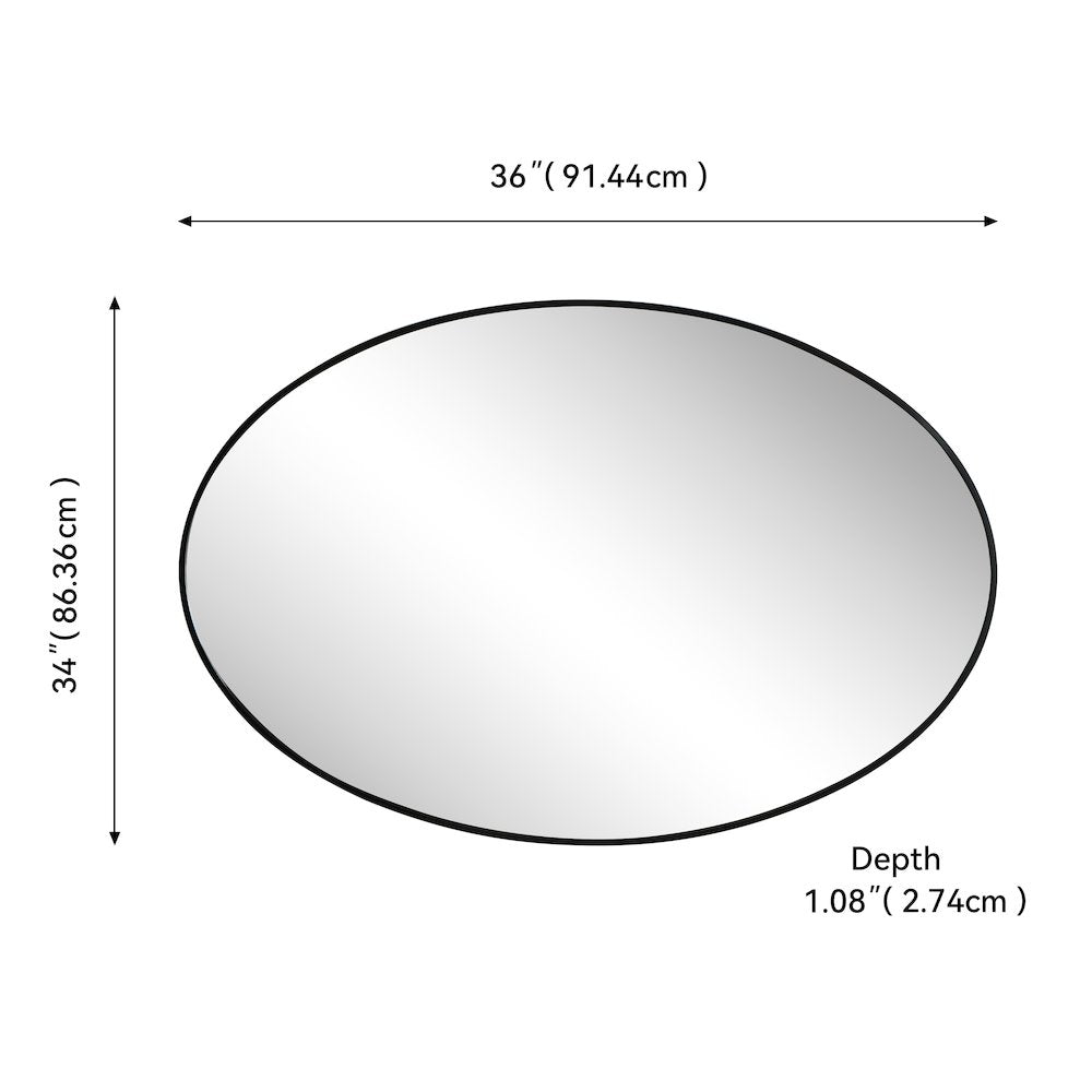 Ellipse Medium Oval Aluminum Alloy Framed Wall Mounted Mirror