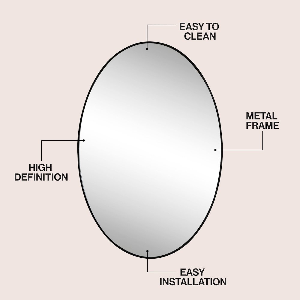 Ellipse Medium Oval Aluminum Alloy Framed Wall Mounted Mirror