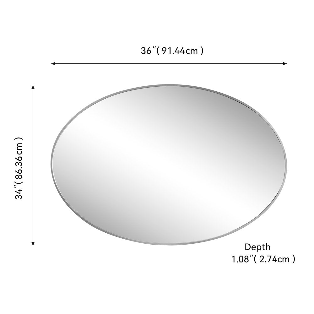 Ellipse Medium Oval Aluminum Alloy Framed Wall Mounted Mirror