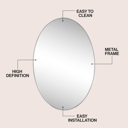 Ellipse Medium Oval Aluminum Alloy Framed Wall Mounted Mirror
