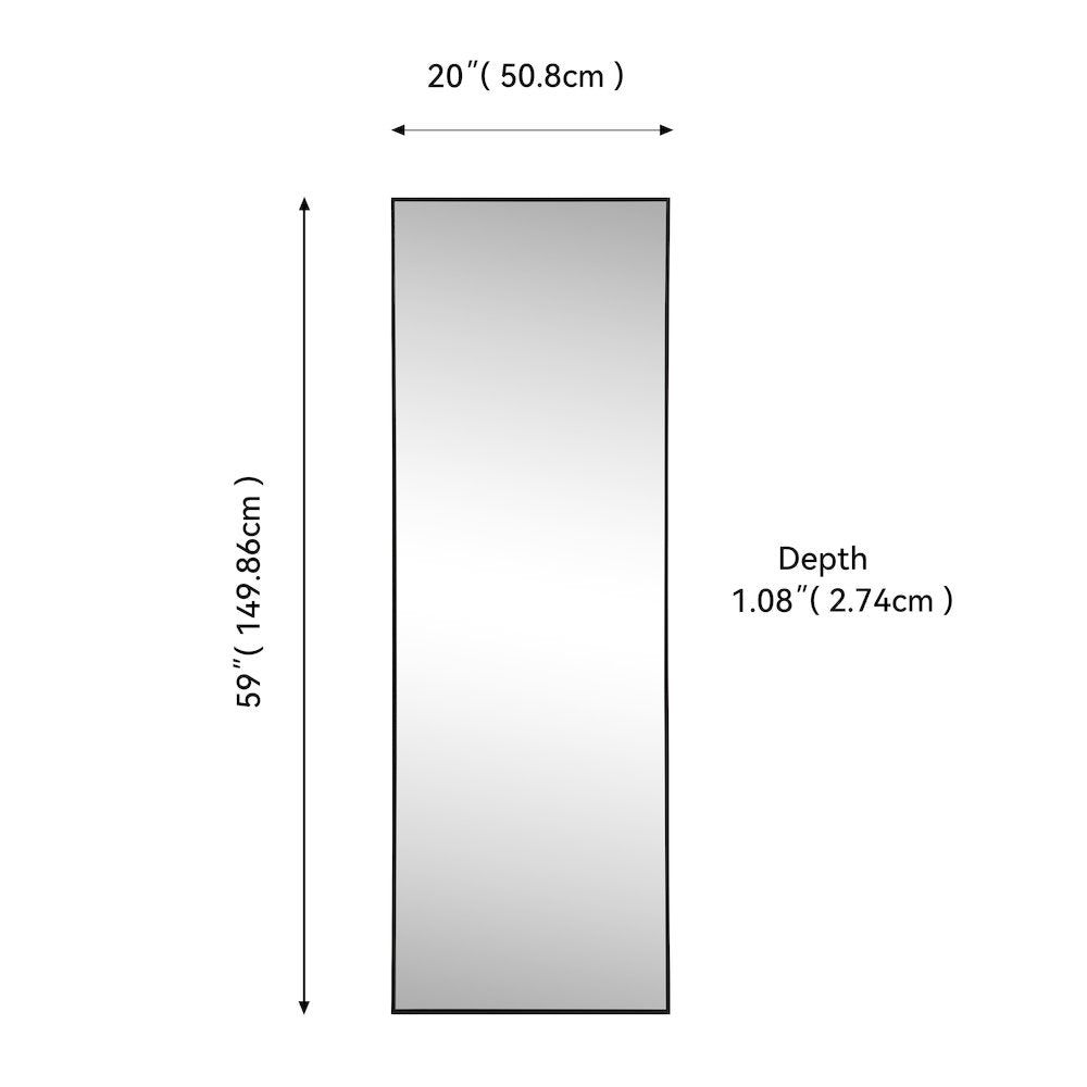 Strait Large Rectangular Aluminum Framed Full-Length Wall Mounted Leaner Mirror