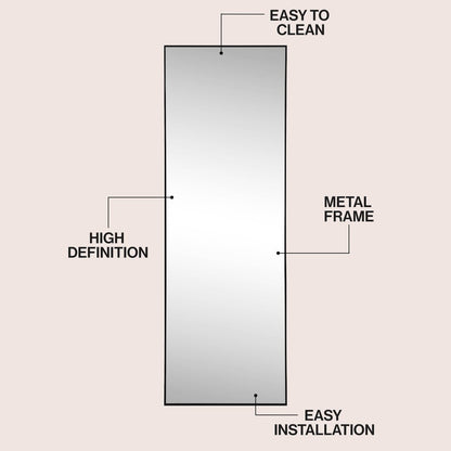 Strait Large Rectangular Aluminum Framed Full-Length Wall Mounted Leaner Mirror
