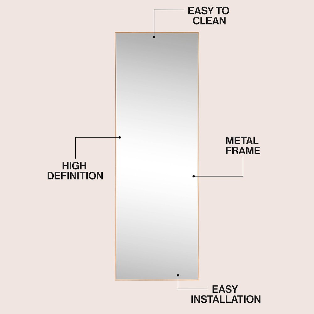Strait Large Rectangular Aluminum Framed Full-Length Wall Mounted Leaner Mirror