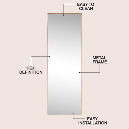 Strait Large Rectangular Aluminum Framed Full-Length Wall Mounted Leaner Mirror