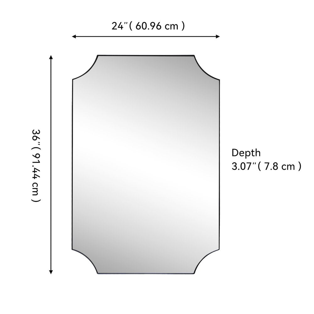 Helga Medium Rectangular Scallop Beveled Corner Aluminum Framed Wall Mounted