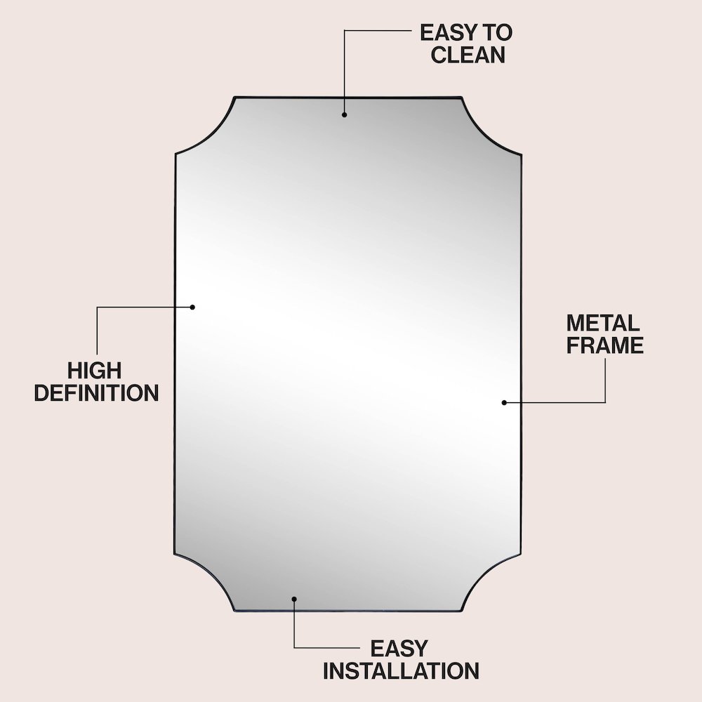 Helga Medium Rectangular Scallop Beveled Corner Aluminum Framed Wall Mounted