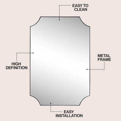 Helga Medium Rectangular Scallop Beveled Corner Aluminum Framed Wall Mounted