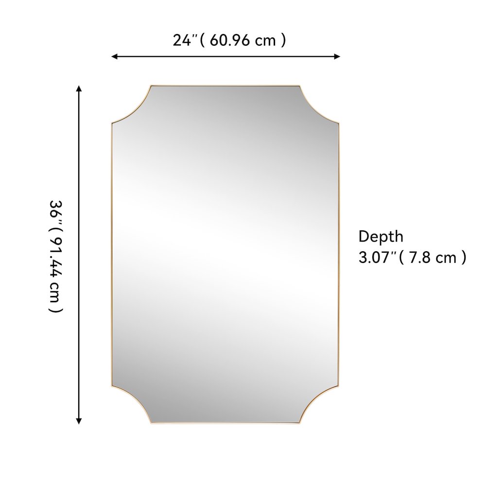 Helga Medium Rectangular Scallop Beveled Corner Aluminum Framed Wall Mounted