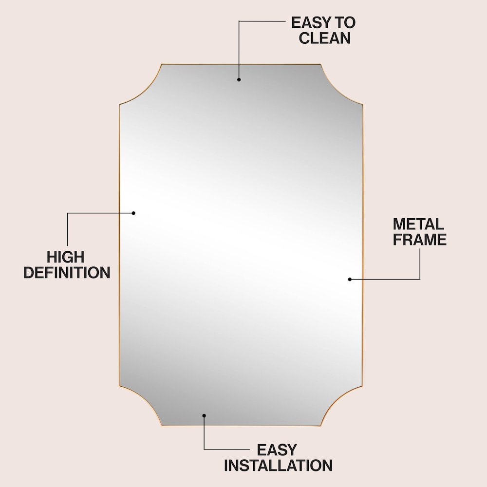 Helga Medium Rectangular Scallop Beveled Corner Aluminum Framed Wall Mounted