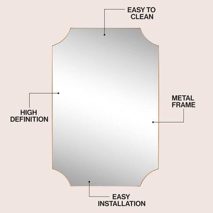 Helga Medium Rectangular Scallop Beveled Corner Aluminum Framed Wall Mounted