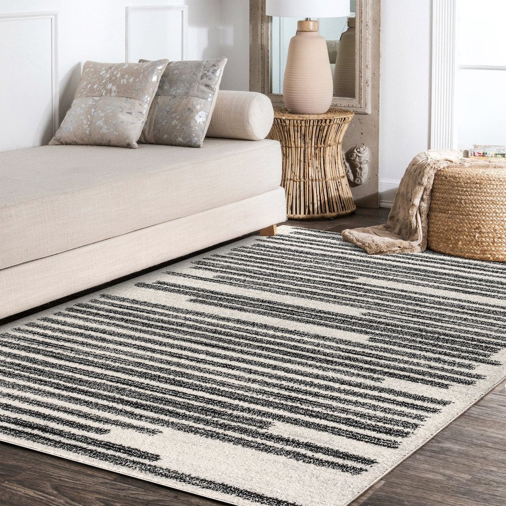 Khalil Modern Berber Stripe Area Rug